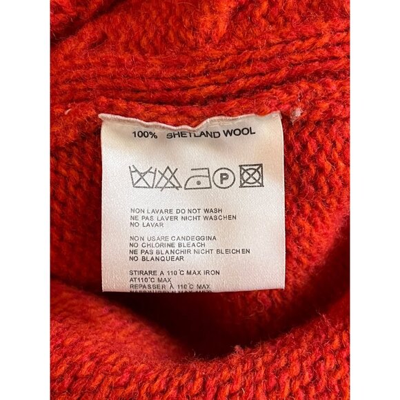 Carraig Donn Women's Small Full Zip Hooded Cable Knit Wool Sweater Orange - Picture 7 of 8